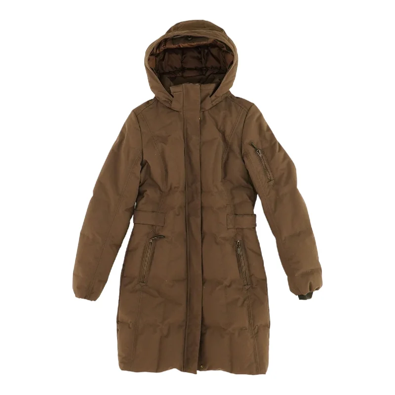 Brown Down Ski Coat Cotton Linen Terry