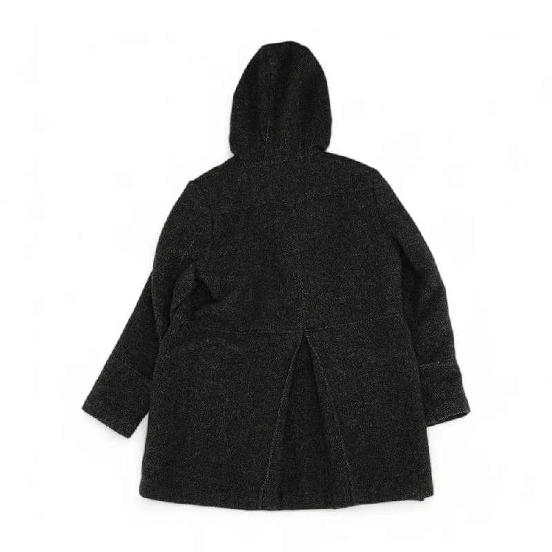 Black Solid Coat Wool Cashmere Tweed