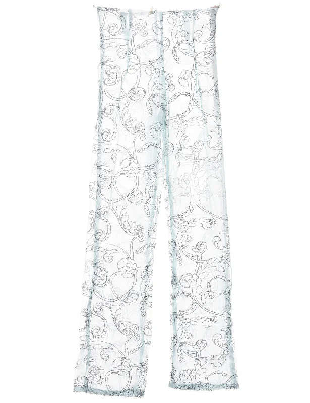Sheer Metallic Pattern Trousers - W24 L31 Trousers Designer Luxury