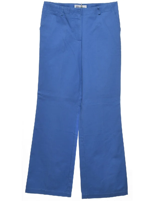 Blue Casual Flared Trousers - W32 L32 Trousers Recommended Stylist