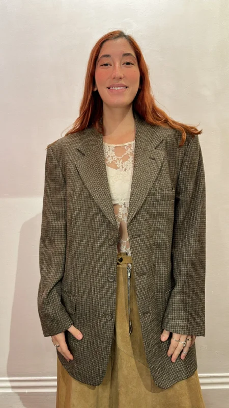 Vintage Brown Oversized Blazer Women's Vintage Jacket
