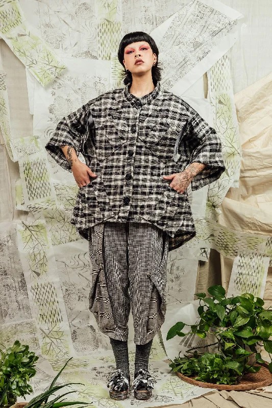 SL24 MATRIA CUTOUT SUMMER COAT - ONYX PLAID Down Puffer Quilted