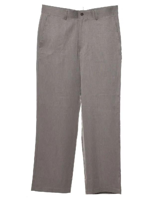 Izod Grey Trousers - W32 L30 Wide Leg Loose Fit Mid Waist