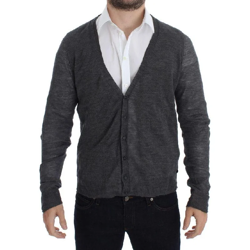 Costume National Elegant Gray Wool Blend Cardigan Sweater Hooded Cardigan Collared Cardigan Shawl Collar Costume National Elegant Gray Wool Blend Cardigan Sweater Hooded Cardigan Collared Cardigan Shawl Collar