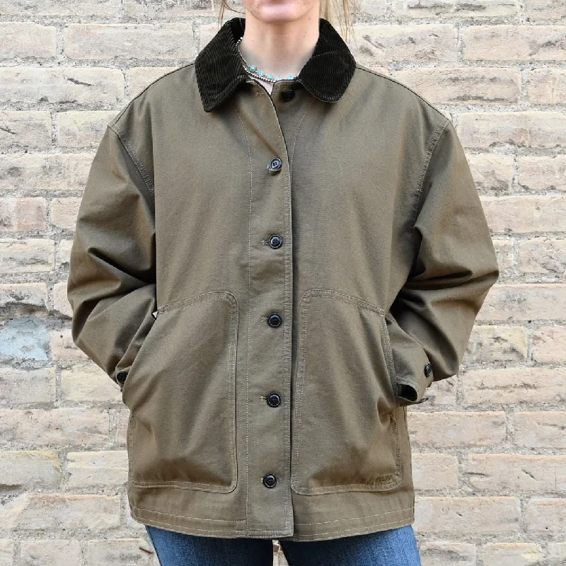 Filson Ladies' Barn Coat in Marsh Olive Plaid Tartan Floral