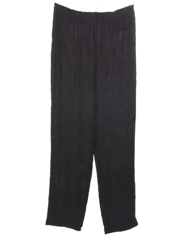 Black Trousers - W28 L29 Trousers Elastic Waist Soft