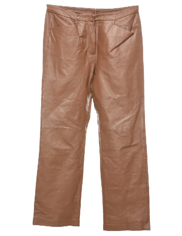 Chadwick's Brown Faux Leather Trousers - W30 L28 Trousers Custom Made