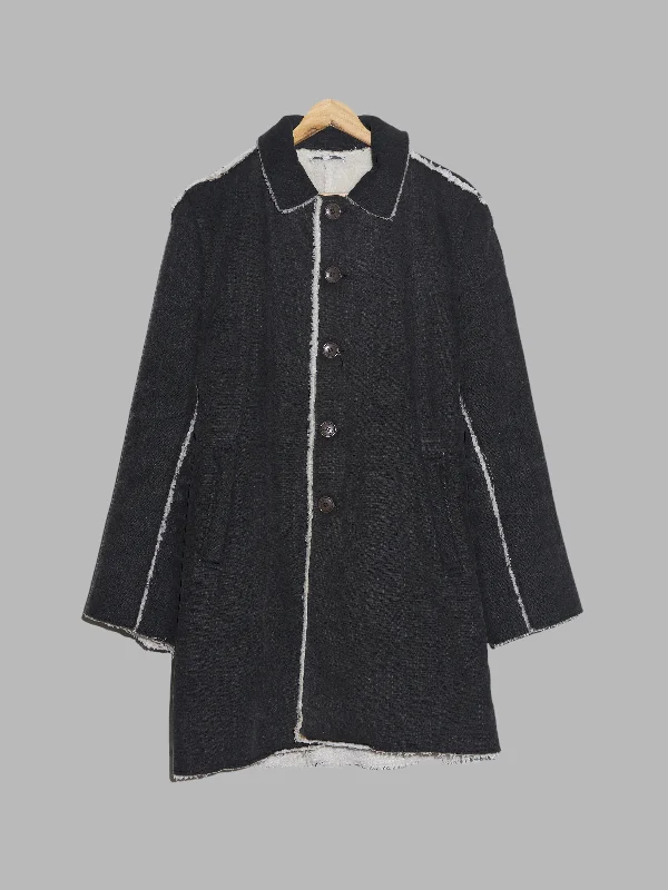 Paul and Joe grey padded canvas coat with exposed fleece lining - S Hooded Jacket Zipper Jacket Button Jacket