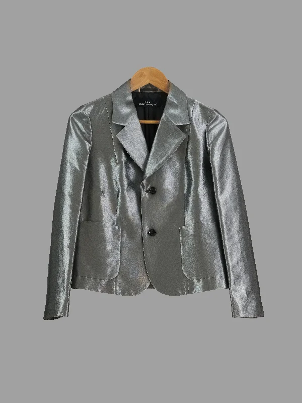 Tricot Comme des Garcons 1995 silver polyester 2 button blazer - womens M S Women's Custom Suit