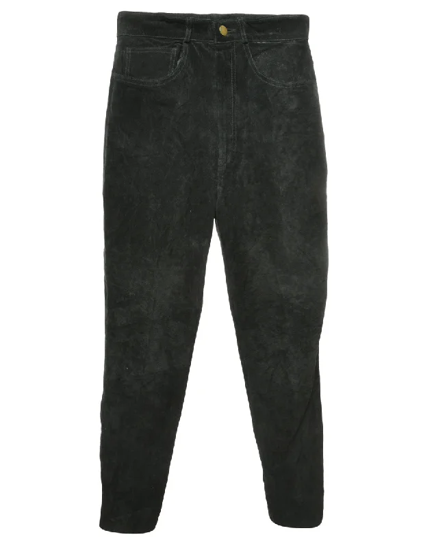 Black Suede Trousers - W28 L31 Trousers Corduroy Warm