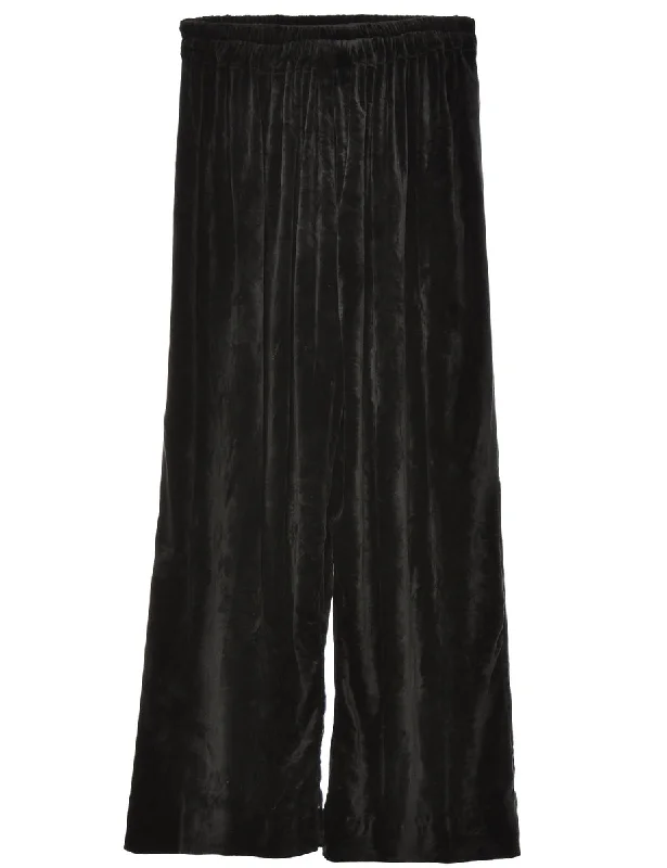 Velvet Fabric Black Trousers - W24 L27 Trousers Office Stylish