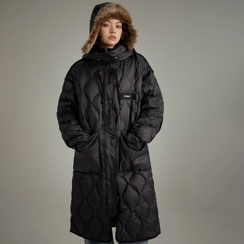 Hooded Quilted Padded Coat Striped Polka Dot Floral