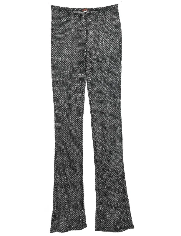 Black Trousers - W24 L32 Trousers Silk Elegant