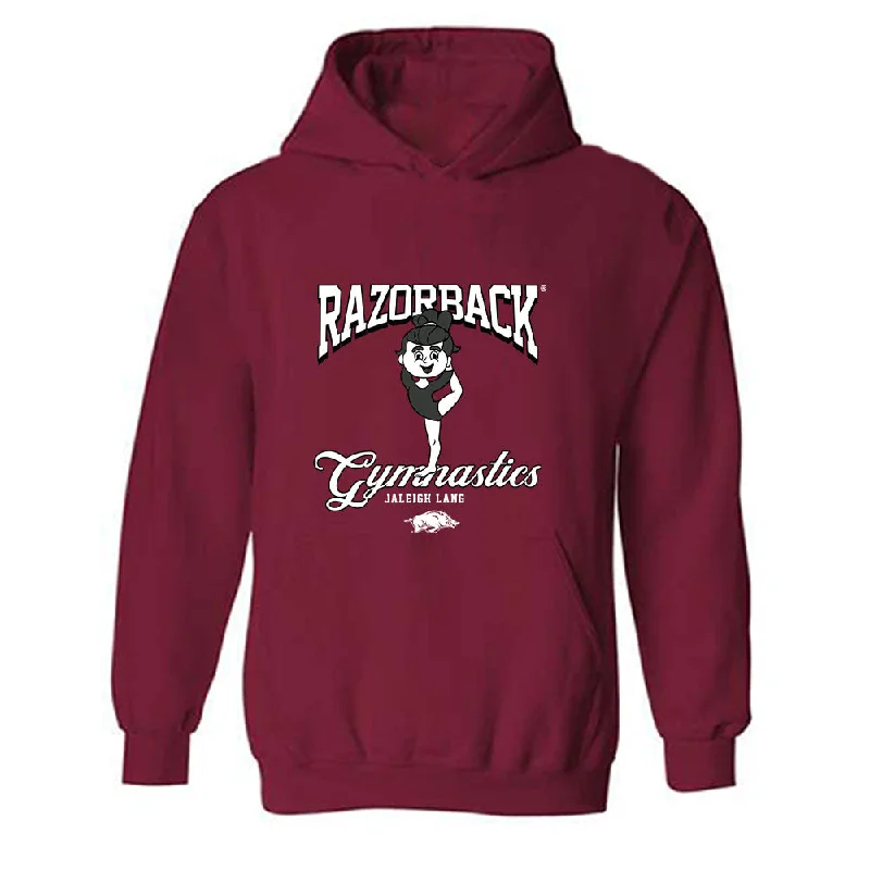 Arkansas - NCAA Women's Gymnastics : Jaleigh Lang - Fashion Shersey Hooded Sweatshirt Hoodie with Metallic Shiny Futuristic