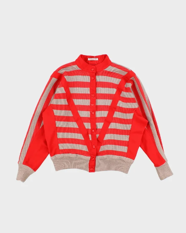 70's Women's Stripe Knit Cardigan - S Elegant Classic Vintage