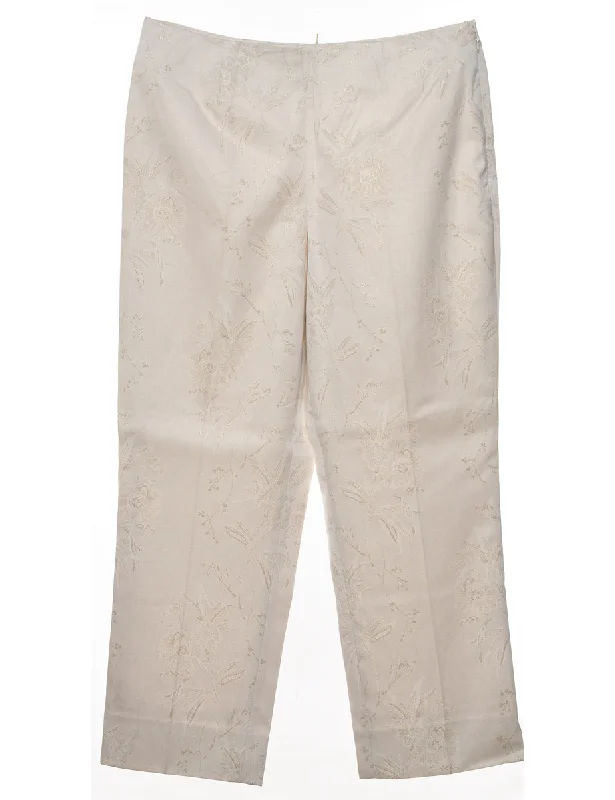 Gold & Off-White Sparkly Patterned Trousers - W32 L26 Trousers versatile all-occasion
