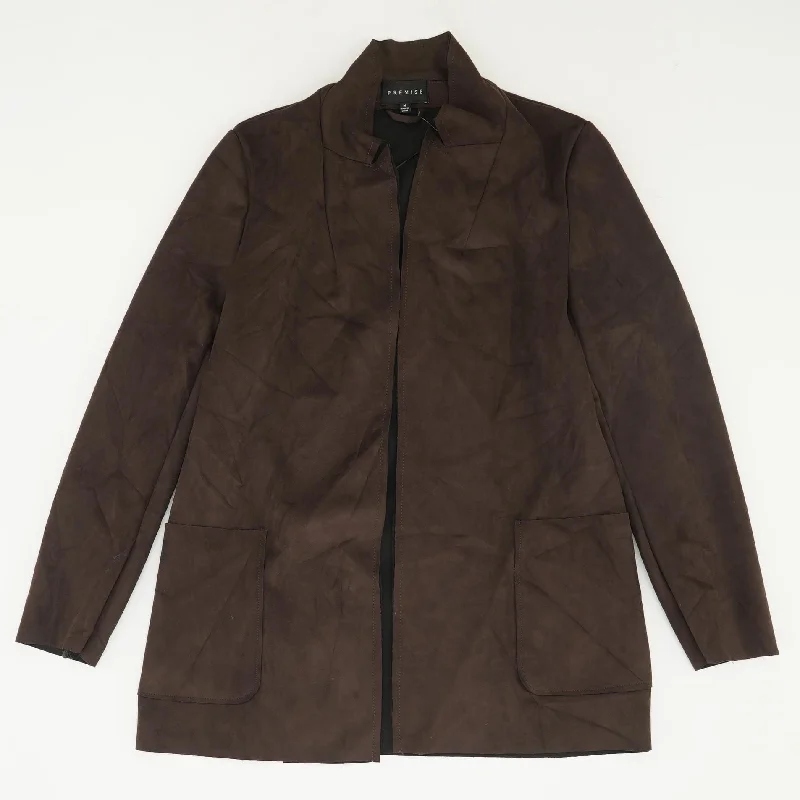 Brown Solid Blazer Spring Women's Coat