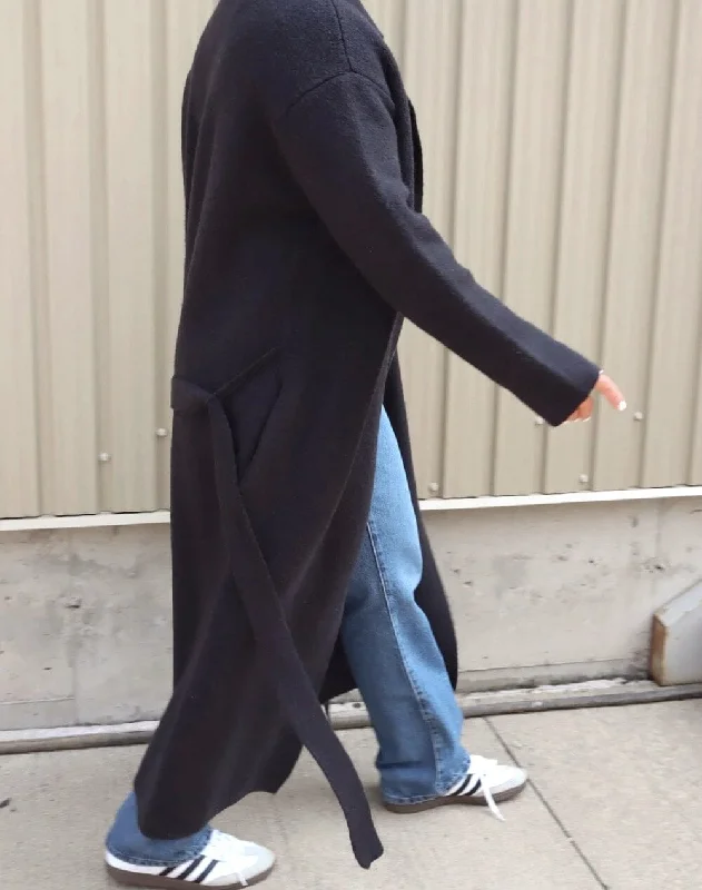 BLACK LIGHTWEIGHT ESSENTIAL COAT Parka Down Jacket Wool Coat