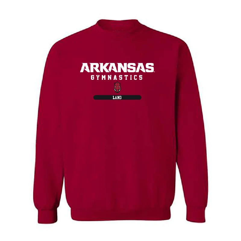 Arkansas - NCAA Women's Gymnastics : Jaleigh Lang - Classic Shersey Crewneck Sweatshirt Hoodie with Hem Raw Edge Edgy Unfinished