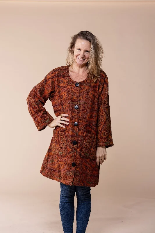 Jani Reversible Cardigan Pure Wool Striped Floral Plaid
