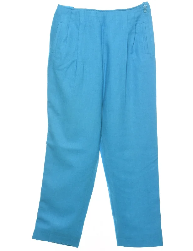 Light Blue Pleated Trousers - W32 L29 Trousers versatile functional