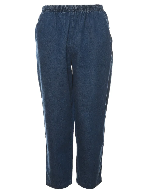 Elasticated Waist Denim Trousers - W28 L26 Trousers Lace Delicate