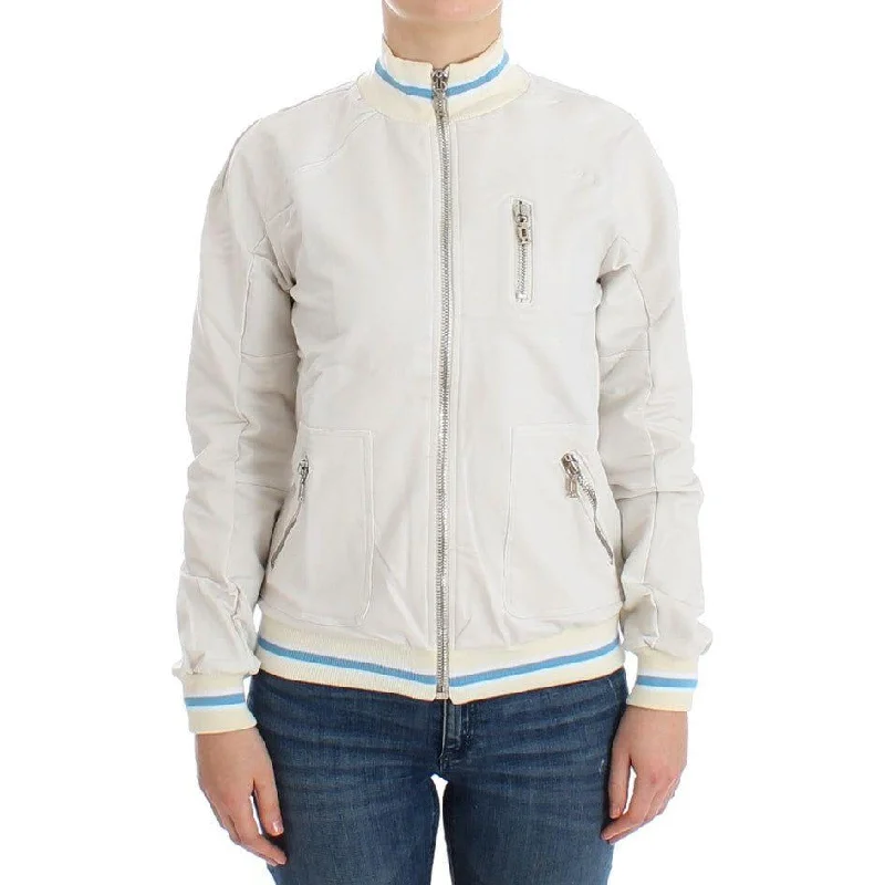 John Galliano Elegant White Zip Cardigan Casual Formal Business