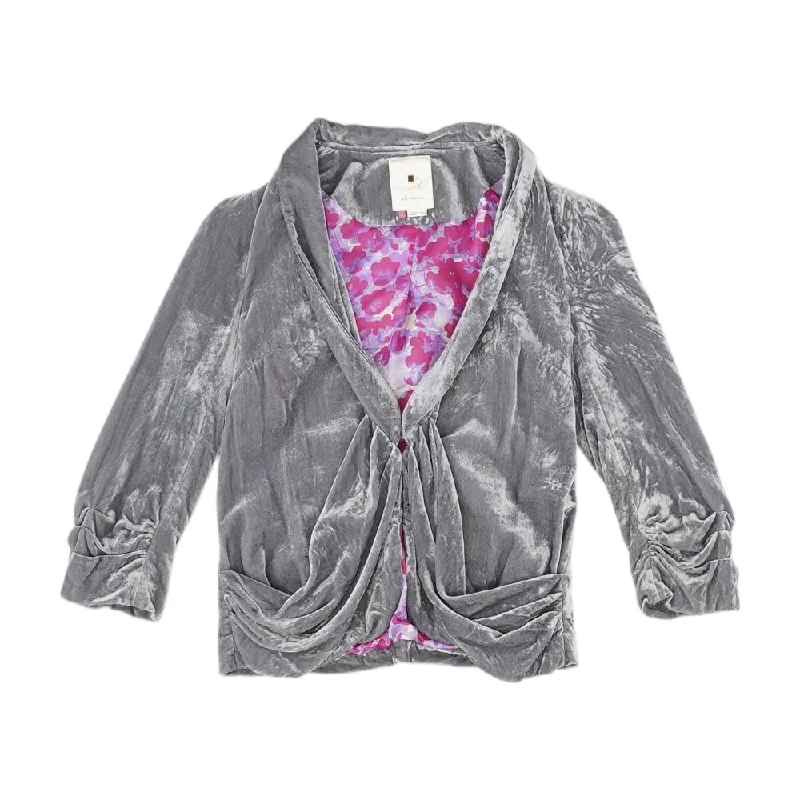 Gray Solid Blazer Women's Custom Jacket
