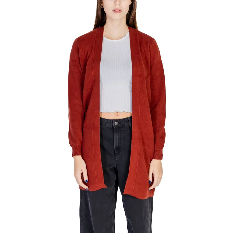 Vero Moda Red Viscose Cardigan Asymmetrical,ymmetric Pencil Cardigan