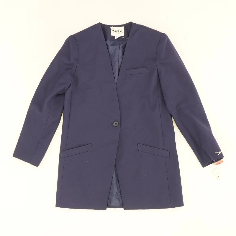 80's Navy Single Breasted Blazer Linen Women's Suit
