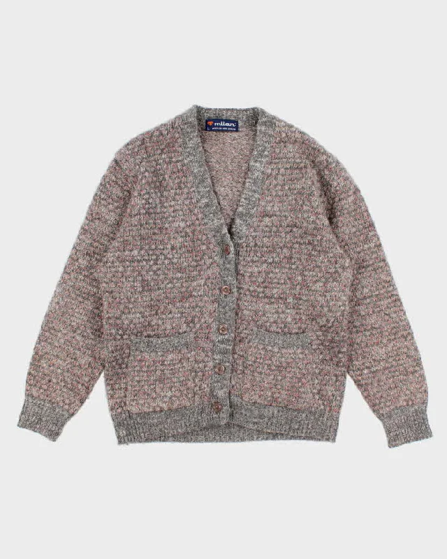 Women's Grey Button Up Cardigan - L Chenille Brocade Lace