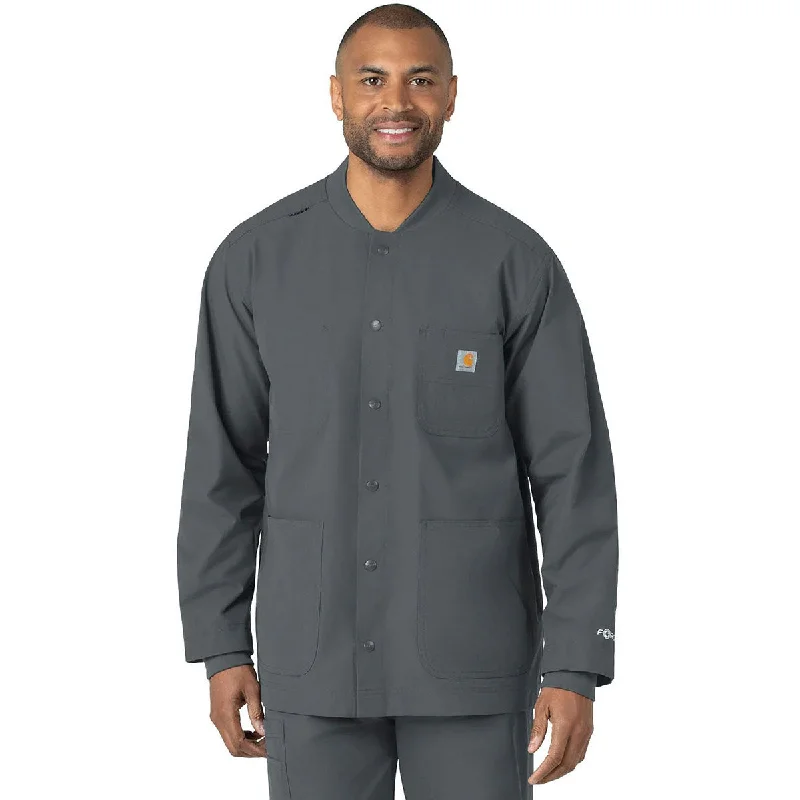 Carhartt Unisex Pewter Modern Fit FastDry Chore Coat Collared Crew Neck Turtle Neck