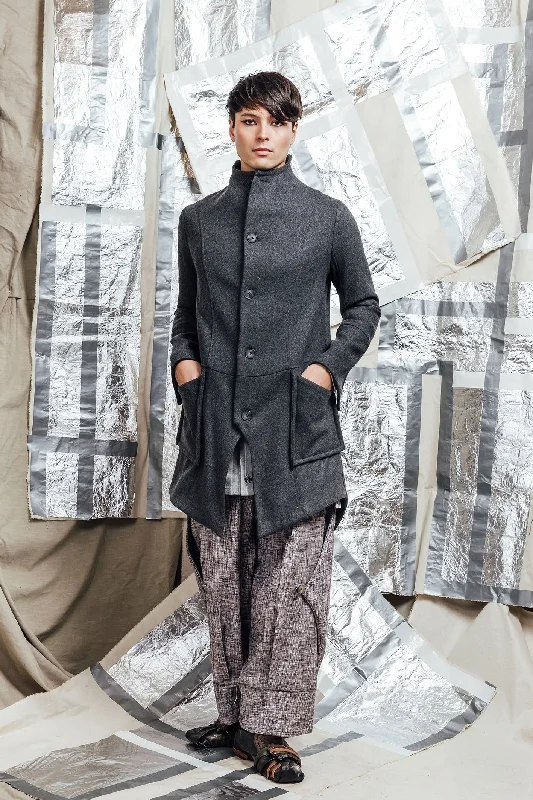AW23 EILIAN TAILORED WOOL COAT - GRAPHITE Raincoat Turtleneck Coat Wrap Coat
