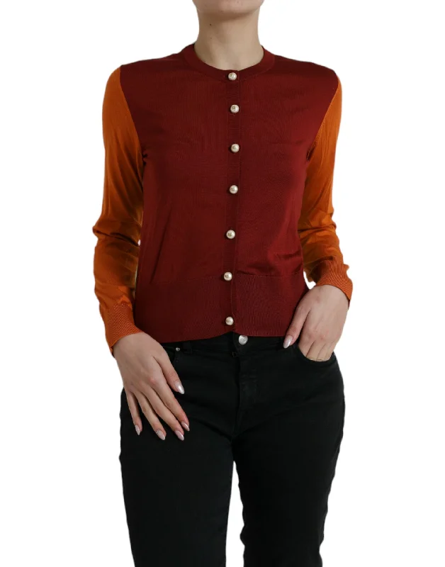 Dolce & Gabbana Elegant Silk Cardigan Sweater in Vibrant Tones Anti-Pilling Anti-Shrink Durable Dolce & Gabbana Elegant Silk Cardigan Sweater in Vibrant Tones Anti-Pilling Anti-Shrink Durable