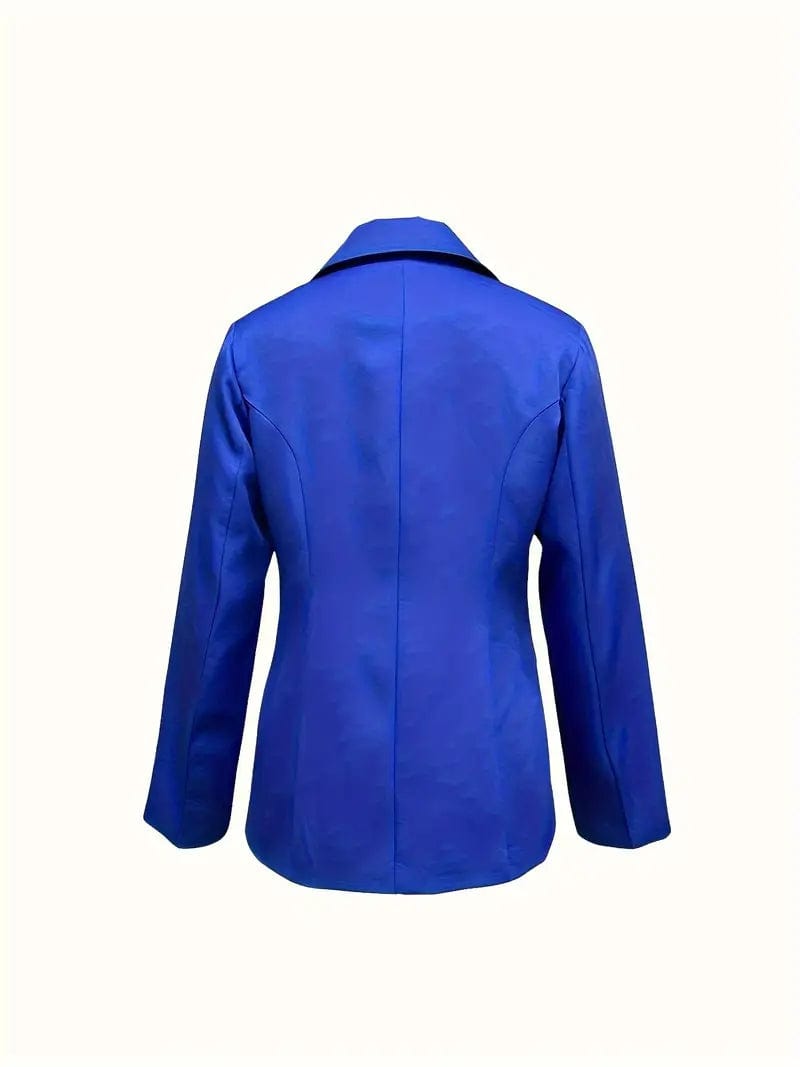 Classy Single Button Blazer with Lapel Collar and Long Sleeves, Versatile Women's Outerwear Women's Simple Jacket