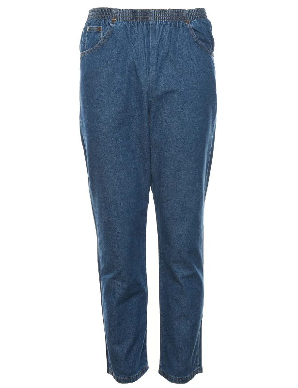 Elasticated Waist Denim Trousers - W26 L30 Trousers Running Lightweight