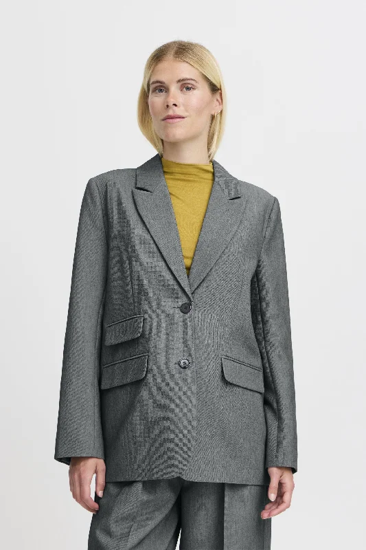 RELAXED FIT GREY BLAZER Women's Trendy Jacket