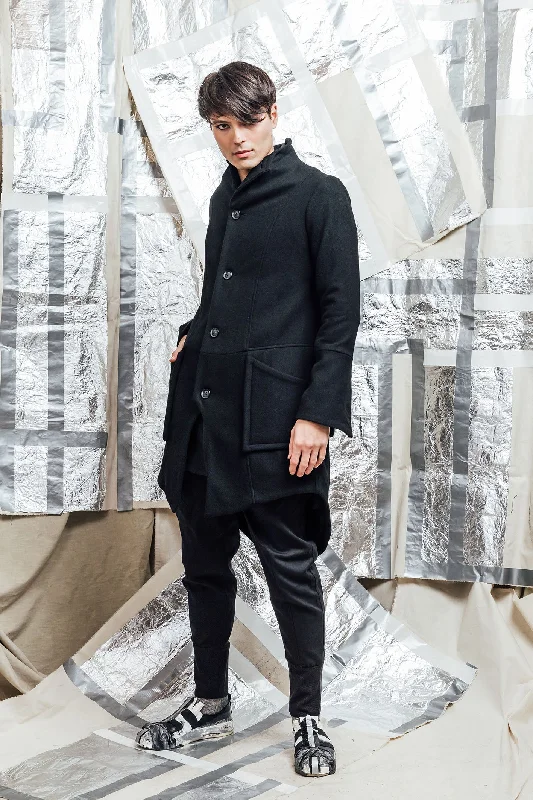 AW23 EILIAN TAILORED WOOL COAT - OBSIDIAN Blazer Duffle Coat Pea Coat