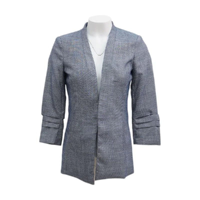 Blue Solid Blazer Women's Print Jacket