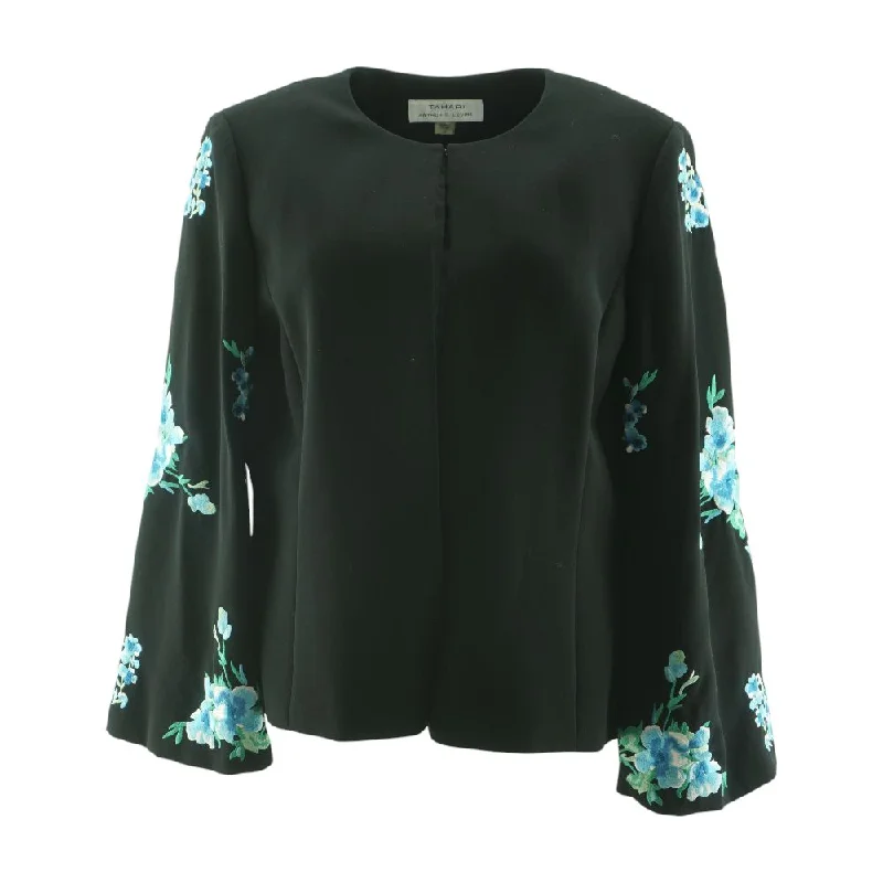 Black Embroidery Detail Blazer Women's Trendy Jacket