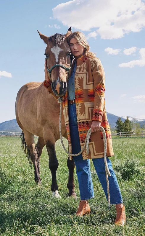 Pendleton Women's Harding ARCHIVE BLANKET Wool Coat TE188 Sleeveless Short Sleeve Long Sleeve