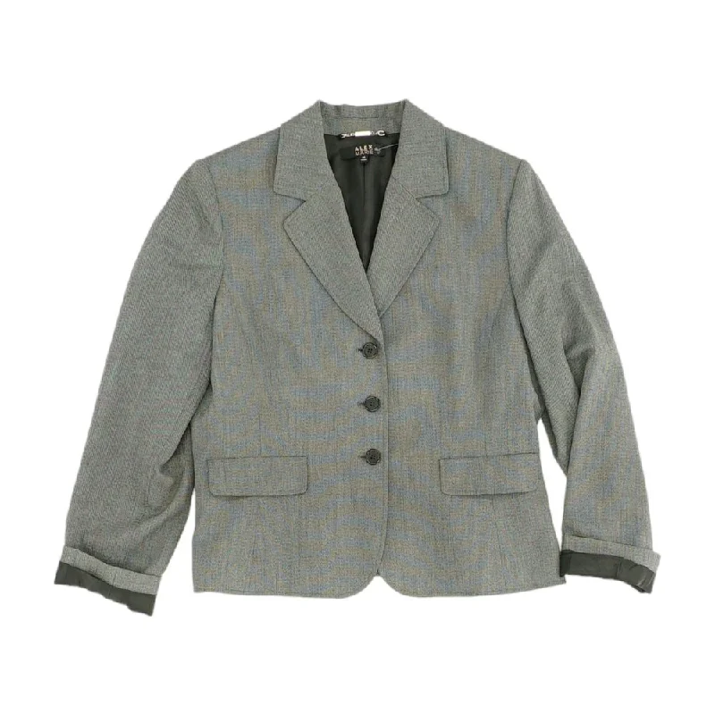 Gray Solid Blazer Women's Vintage Suit