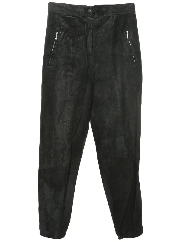 Black Suede Trousers - W30 L31 Trousers Mesh Breathable