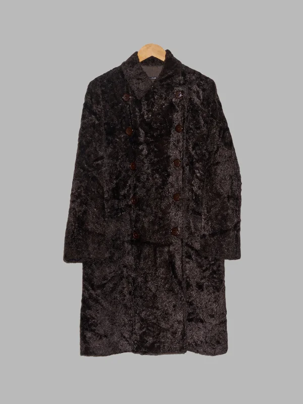 Limi Feu brown rayon faux fur trench coat Off-the-Shoulder Jacket Double-Breasted Coat Single-Breasted Coat