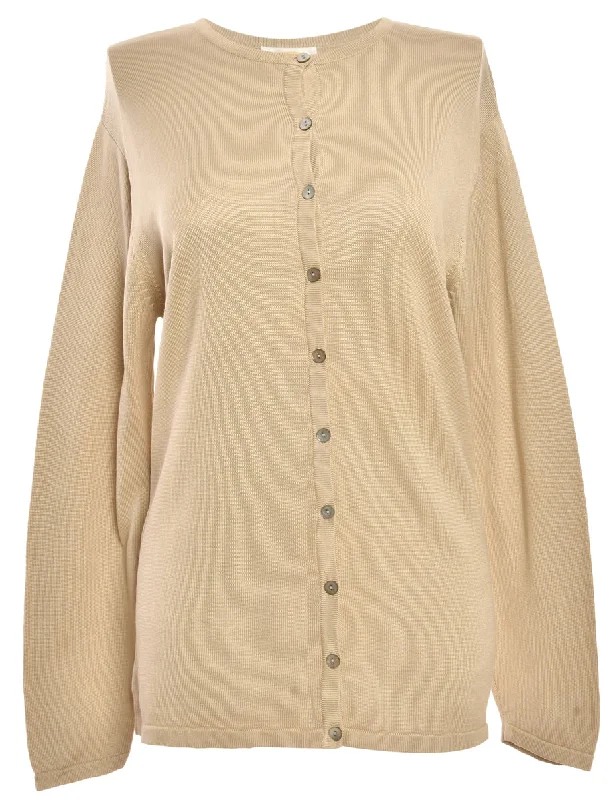Button Through Beige Cardigan - L Satin Fabric Silk Fabric Chiffon Fabric