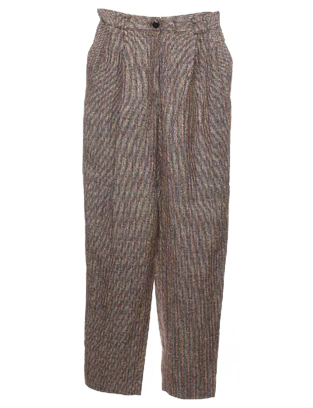 Multi-colour Pinstriped Trousers - W26 L30 Trousers Ceremony Elegant