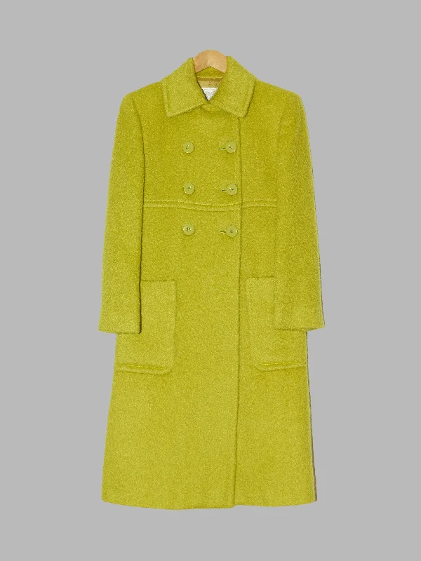 Gianfranco Ferre Studio 0001 lime green wool double-breasted coat - 40 8 Coat Overcoat Trench Coat