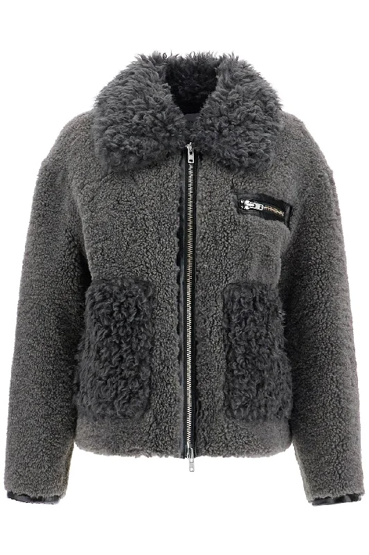 Short Eco Shearling Coat Cotton Linen Terry