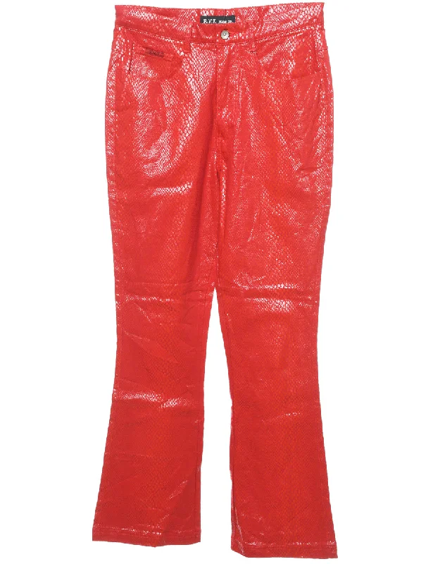 Snakeskin Pattern Faux Leather 1990s Trousers - W30 L31 Trousers New Arrival