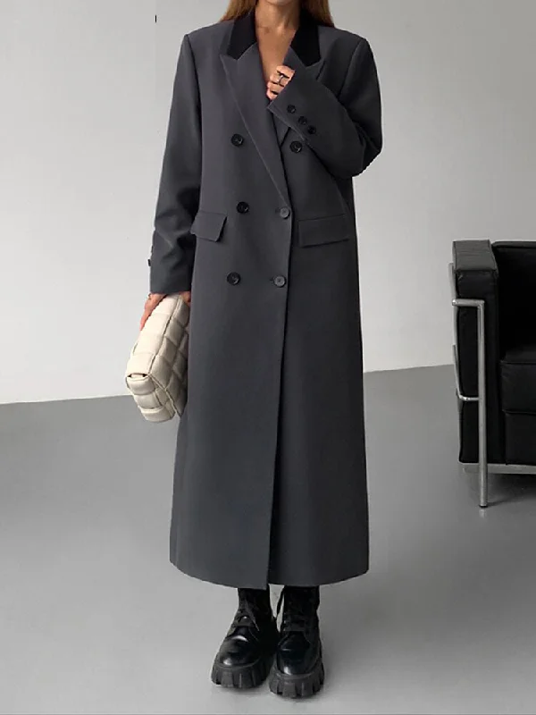 Double Breasted Women's Blazer Loose  Double Breasted Long Woolen Coat Women's Advanced Suit
